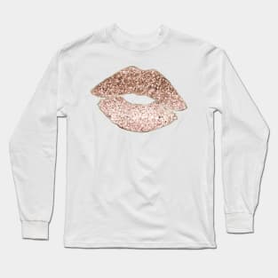 Lips - rose gold glitter Long Sleeve T-Shirt